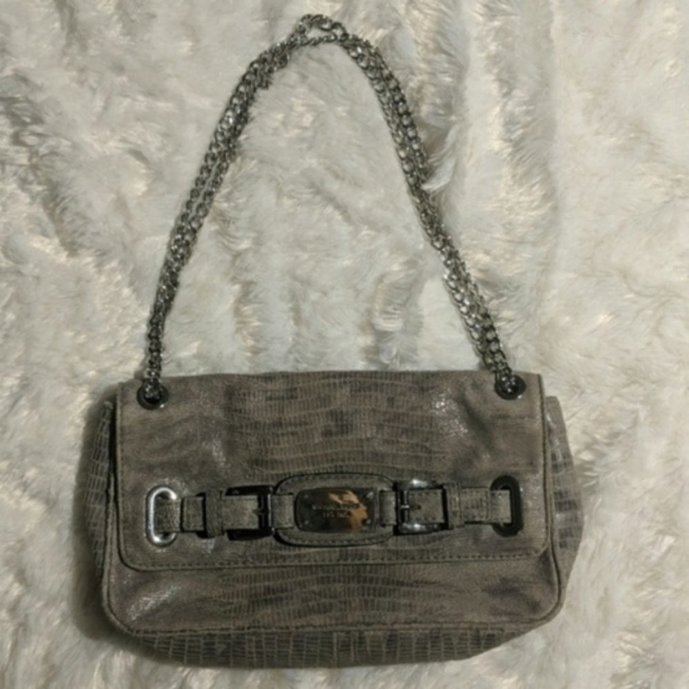 MICHAEL KORS snakeskin gray and silver bag